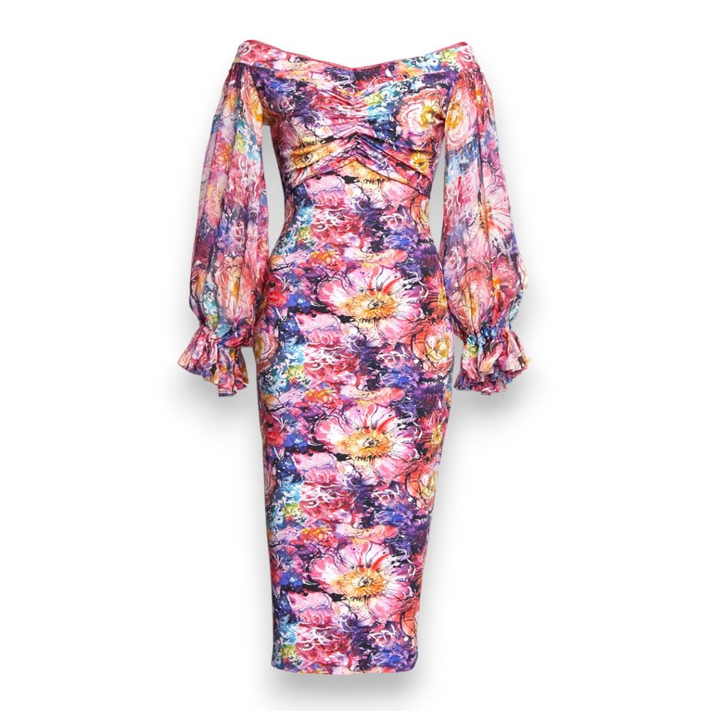Chiara Boni Floral Off-Shoulder Midi Dress